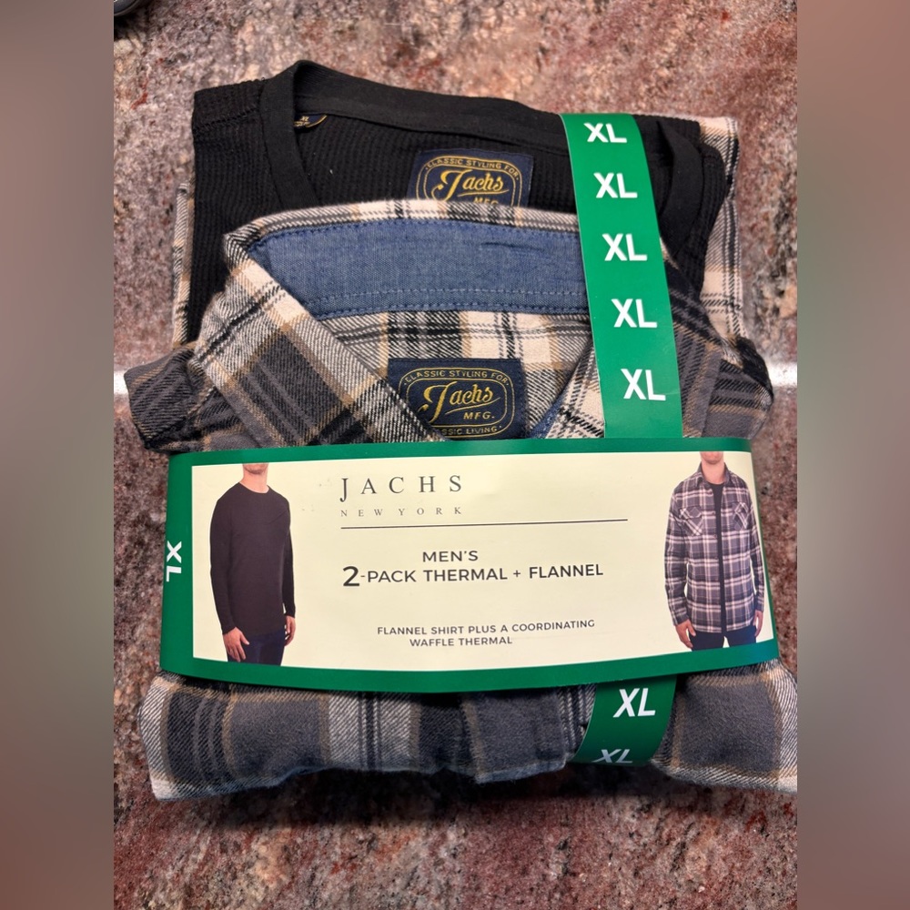 New XL Mens Jachs 2 Pack Thermal Flannel